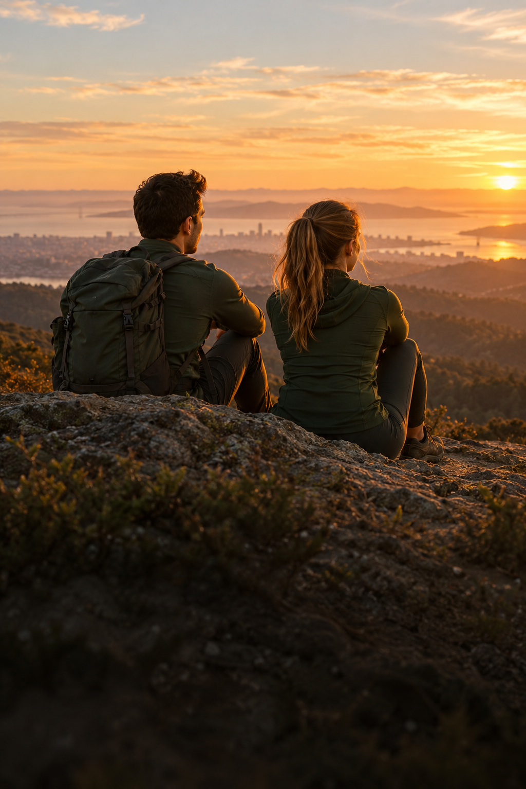 Illustrative scene of two people enjoying the outdoors together
